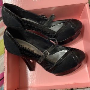 Limelight Black Heels Velvet and Crocodile/Mary Jane Design size 6